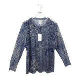 JADE BY JOHNNY WAS NWT$120 MESH TEE DESIGNER TOP BLUE WHITE 1X
