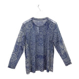 JADE BY JOHNNY WAS NWT$120 MESH TEE DESIGNER TOP BLUE WHITE 1X