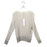 NWT KNIT LONG SLEEVE SWEATER WHITE GOLD MEDIUM