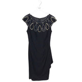 JOSEPH RIBKOFF EMBELLISHED CAP SLEEVE DESIGNER DRESS BLACK 10