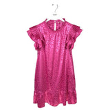 JODIFL ANIMAL PRINT FLUTTER SLEEVE DRESS PINK MEDUIM