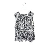 WHITE HOUSE BLACK MARKET EMBROIDERED PEPLUM SLEEVELESS TOP BLACK WHITE 10