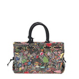 DOONEY & BOURKE GRAPHIC SMALL SATCHEL HANDBAG BLACK MUTLI