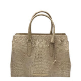 BRAHMIN SATCHEL CROC RECEIPT GOLD 14”x11”x6”