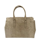 BRAHMIN SATCHEL CROC RECEIPT GOLD 14”x11”x6”