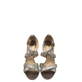 JIMMY CHOO GLITTER STRAPPY HEEL DESIGNER SHOES GOLD 41