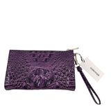 BRAHMIN WRISTLET ZIPPER HANDBAG PURPLE 8.5”x5”x1”