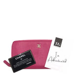 CHANEL "CAMELLIA" EMBOSSED ZIP AROUND LUXE WALLET PINK 8”x4”x0”