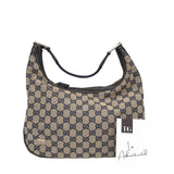 GUCCI VINTAGE GG CANVAS "POP WEB HOBO" LUXE HANDBAG BLUE 11.5”x11”x2”