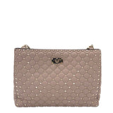 VALENTINO ROCKSTUD SPIKE QUILTED LUXE HANDBAG TAUPE 13”x9”x3.5”