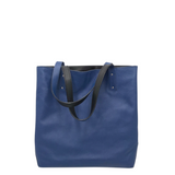 BURBERRY REVERSIBLE PEBBLE LEATHER TOTE LUXE HANDBAG BLUE/BLACK 13”x13”x4.5”