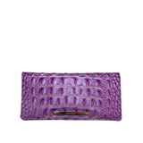 BRAHMIN CROC EMBOSSED WALLET PURPLE