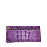 BRAHMIN CROC EMBOSSED WALLET PURPLE