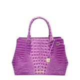 BRAHMIN CROC EMBOSSED SATCHEL HANDBAG PURPLE 14”x11”x6”