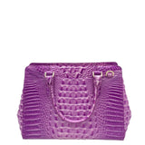 BRAHMIN CROC EMBOSSED SATCHEL HANDBAG PURPLE 14”x11”x6”