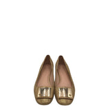 TORY BURCH FLAT BALLET SHOES METALLIC GOLD 8M