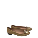 TORY BURCH FLAT BALLET SHOES METALLIC GOLD 8M