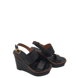 WEDGE SANDAL W/BOX DESIGNER SHOES BLACK 6