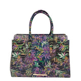 BRAHMIN SATCHEL CROC RECEIPT PURPLE GREEN 15.5”x11”x6”