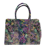 BRAHMIN SATCHEL CROC RECEIPT PURPLE GREEN 15.5”x11”x6”