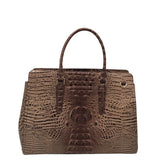 BRAHMIN CROC EMBOSSED SATCHEL HANDBAG BROWN 15.5”x11.5”x6”