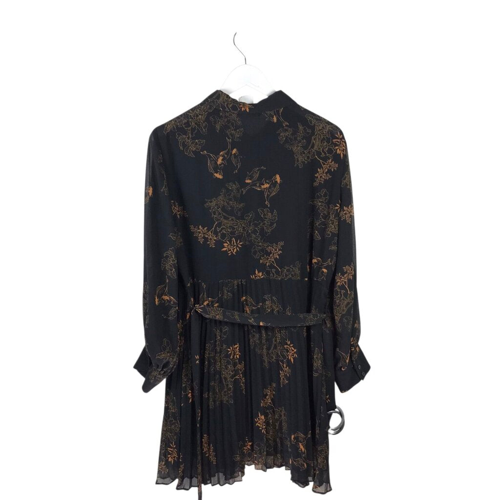 ZARA LONG SLEEVE MINI DRESS BLACK ORANGE XLARGE