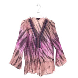HALE BOB SILK FLARE SLEEVE DESIGNER TOP PURPLE MEDIUM