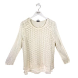 LUCKY BRAND CROCHET LONG SLEEVE SWEATER WHITE LARGE