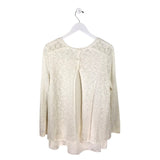 LUCKY BRAND CROCHET LONG SLEEVE SWEATER WHITE LARGE