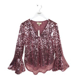 MOULINETTE SOEURS NWT$118 SEQUIN BELL SLEEVE DESIGNER TOP PINK 2