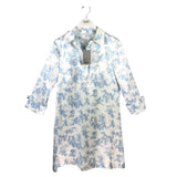 PRESTON & YORK NWT$129 FLORAL 3/4 SLEEVE DRESS WHITE BLUE 10