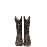 WESTERN EMBROIDERED BOOTS BLACK TAUPE 6.5