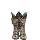 CORRAL WESTERN EMBROIDERED BOOTS BEIGE BLACK 9.5