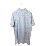 PETER MILLAR NWT$138 POLO PRINT SHORT SLEEVE MEN SHIRT WHITE BLUE LARGE