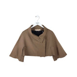 MARNI RAW EDGE 3/4 SLEEVE CROP DESIGNER BLAZER BEIGE 40