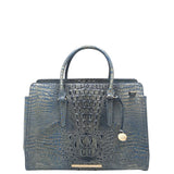 BRAHMIN SATCHEL CROC RECEIPT BLUE GRAY 15”x11”x6”