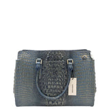 BRAHMIN SATCHEL CROC RECEIPT BLUE GRAY 15”x11”x6”