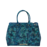 BRAHMIN SATCHEL CROC RECEIPT BLUE GREEN 15”x11”x6”