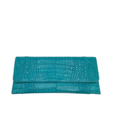 CARLOS FALCHI EMBOSSED CLUTCH/CROSSBODY HANDBAG BLUE