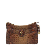 BRAHMIN NWT$325 CROC EMBOSSED SHOULDER HANDBAG BROWN 12.5”x9”x4.5”