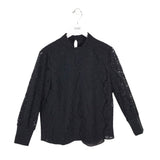 2PC LACE TOP/PANT DESIGNER OUTFIT BLACK MEDIUM