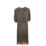 ANIMAL PRINT DESIGNER DRESS BROWN TAN MEDIUM