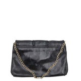 ELAINE TURNER PATENT LEATHER CROSSBODY HANDBAG BLACK GOLD 11”x7”x0”
