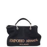 EMPORIO ARMANI LEATHER/FELT TOTE HANDBAG BLACK 15”x11”x5”