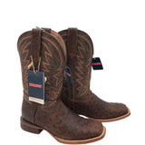 DURANGO NWT$380 OSTRICH EMBROIDERED MEN BOOTS BROWN ORANGE 8M