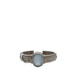 JUDITH RIPKA 18K/.925 BLUE TOPAZ CUFF BRACELET SILVER BLUE