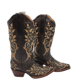 INNOVATION EMBROIDERED FLORAL BOOTS BROWN TAN 7