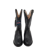DURANGO NWT$380 OSTRICH EMBROIDERED MEN BOOTS BLACK WHITE 9