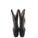 DURANGO NWT$380 OSTRICH EMBROIDERED MEN BOOTS BLACK WHITE 9