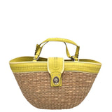 COACH RET$850 LARGE STRAW TOTE LUXE HANDBAG LIME TAN 22”x11”x10”